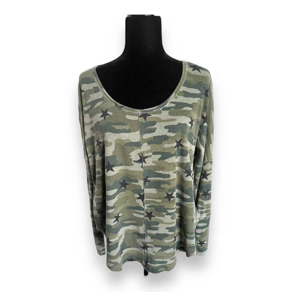 Lucky Brand Lucky Brand Womens Top Sz L Green Waf… - image 2