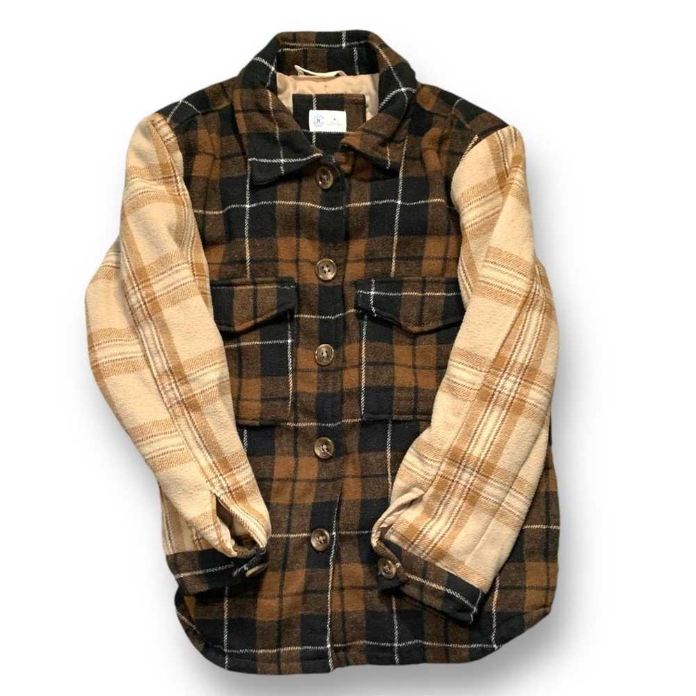 Hurley Hurley Mixed Plaid Shacket Black Brown Cre… - image 7