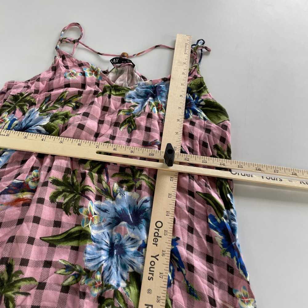 Zara Dress Womens Medium Pink Blue Plaid Floral P… - image 10