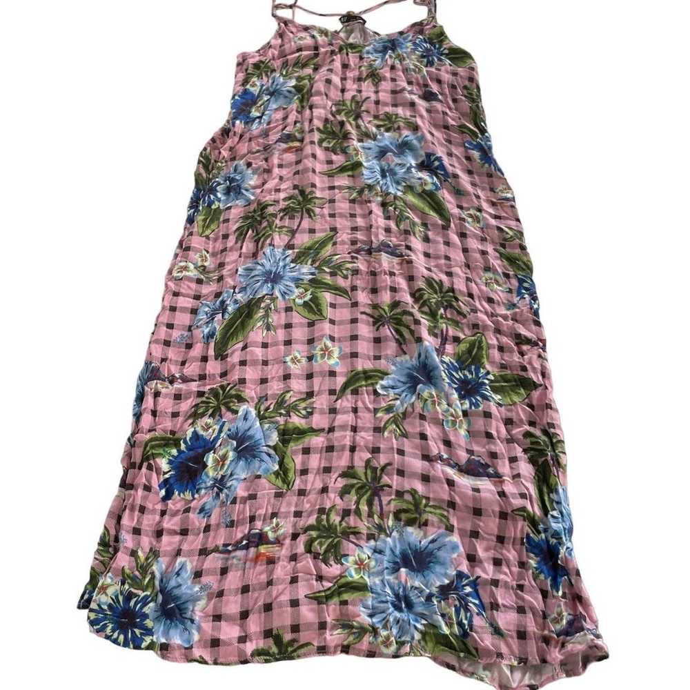 Zara Dress Womens Medium Pink Blue Plaid Floral P… - image 2