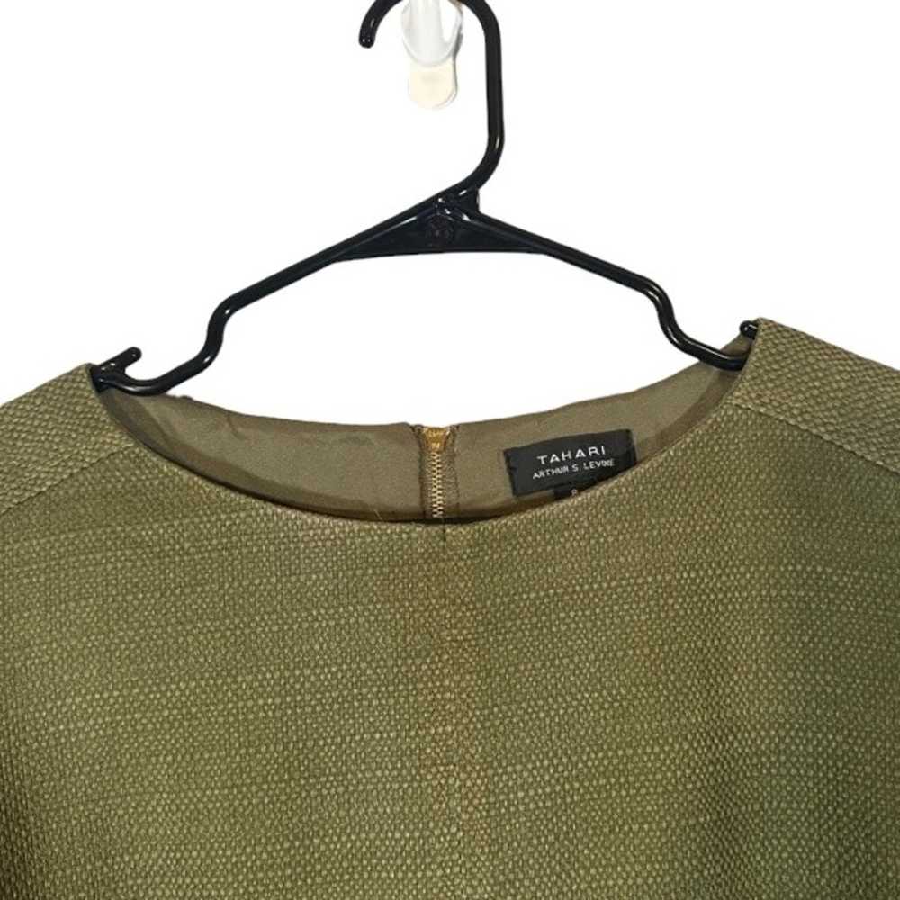 Tahari Olive Green Short Sleeve Cotton Blend Busi… - image 8