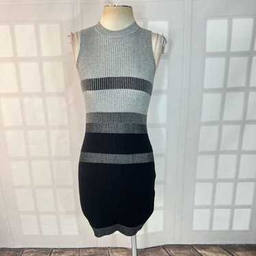 Guess Gray Black Sleeveless Ribbed Knit Mini Body… - image 1