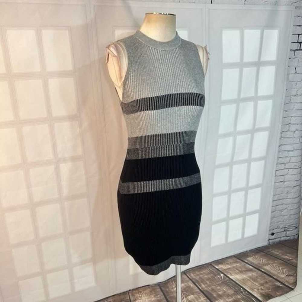 Guess Gray Black Sleeveless Ribbed Knit Mini Body… - image 2