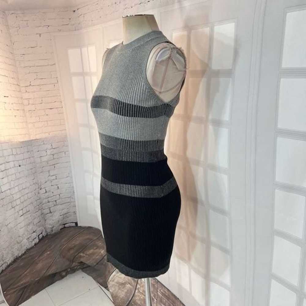 Guess Gray Black Sleeveless Ribbed Knit Mini Body… - image 3