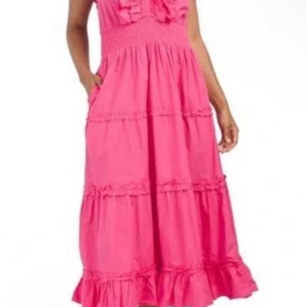 House of Harlow 1960 pink vneck ruffle maxi dress… - image 1