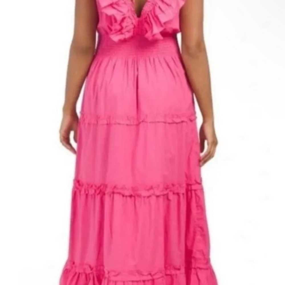 House of Harlow 1960 pink vneck ruffle maxi dress… - image 2