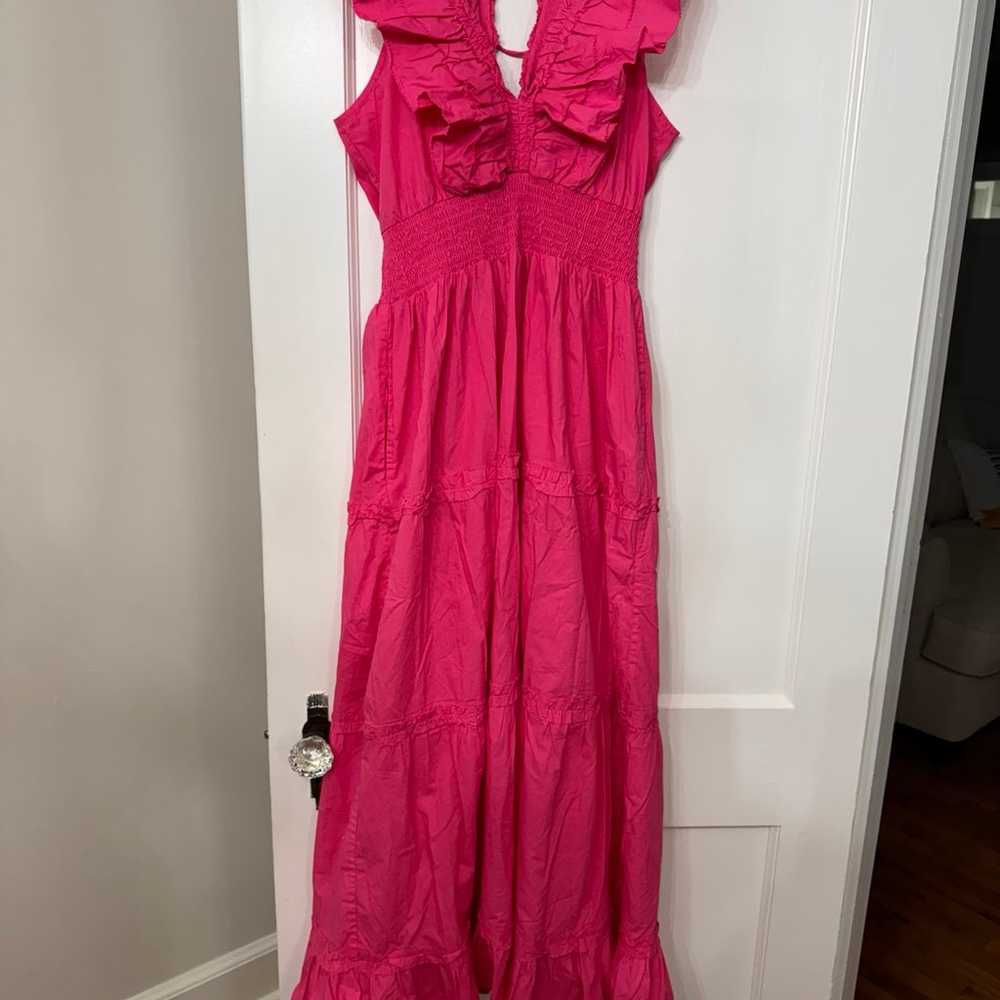 House of Harlow 1960 pink vneck ruffle maxi dress… - image 3