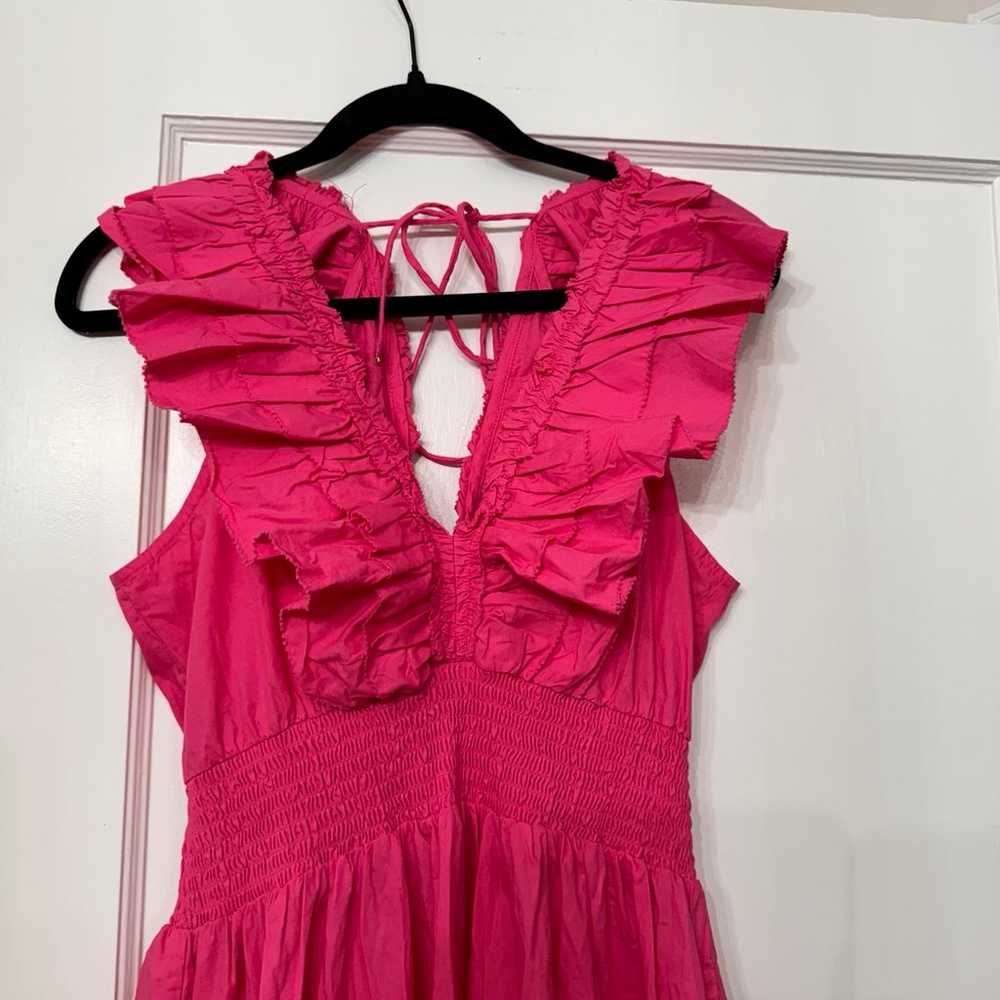 House of Harlow 1960 pink vneck ruffle maxi dress… - image 4