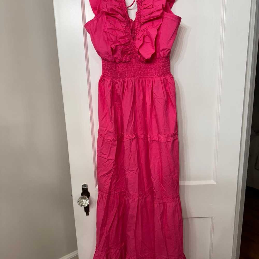 House of Harlow 1960 pink vneck ruffle maxi dress… - image 5