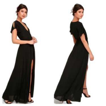 New Lulus Heart Of Marigold Black Wrap Maxi Dress