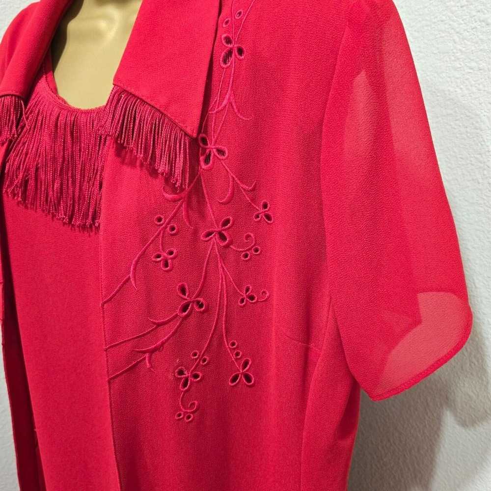 Vintage Studio C Fringe Dress Womens 12 Red Flapp… - image 2