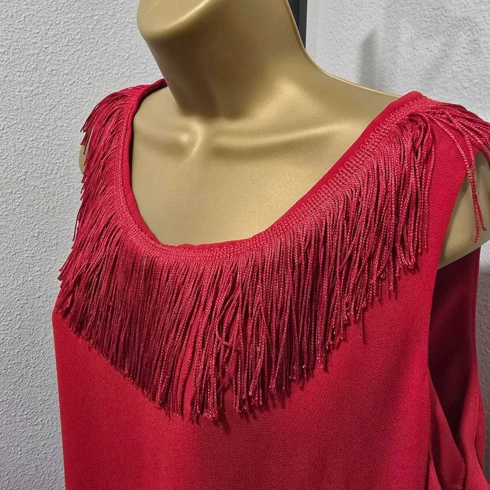 Vintage Studio C Fringe Dress Womens 12 Red Flapp… - image 6