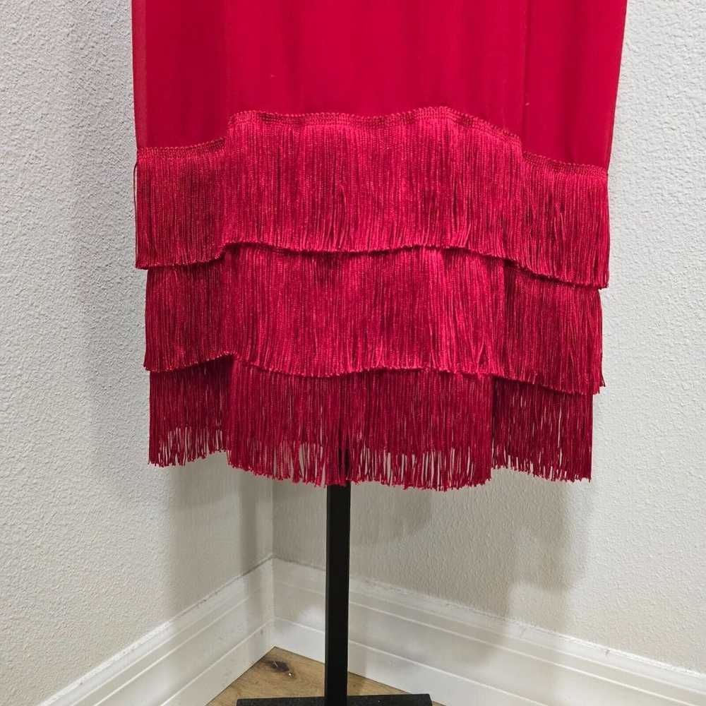 Vintage Studio C Fringe Dress Womens 12 Red Flapp… - image 7