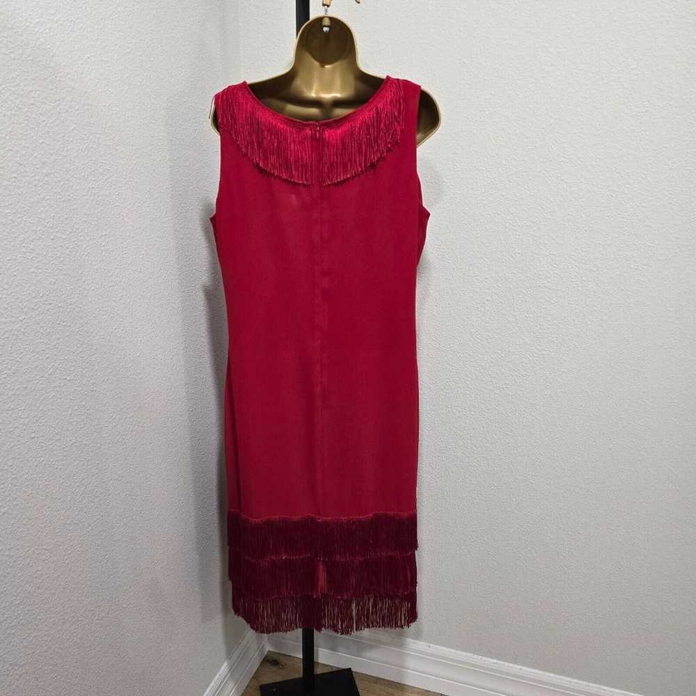 Vintage Studio C Fringe Dress Womens 12 Red Flapp… - image 8