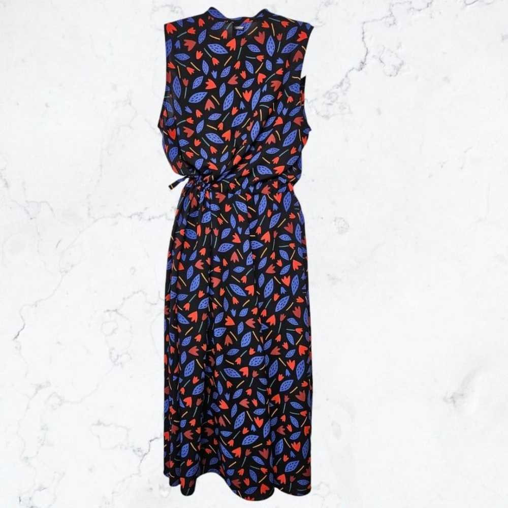 Anne Klein Black, Blue & Red Tulip Floral Sleevel… - image 5