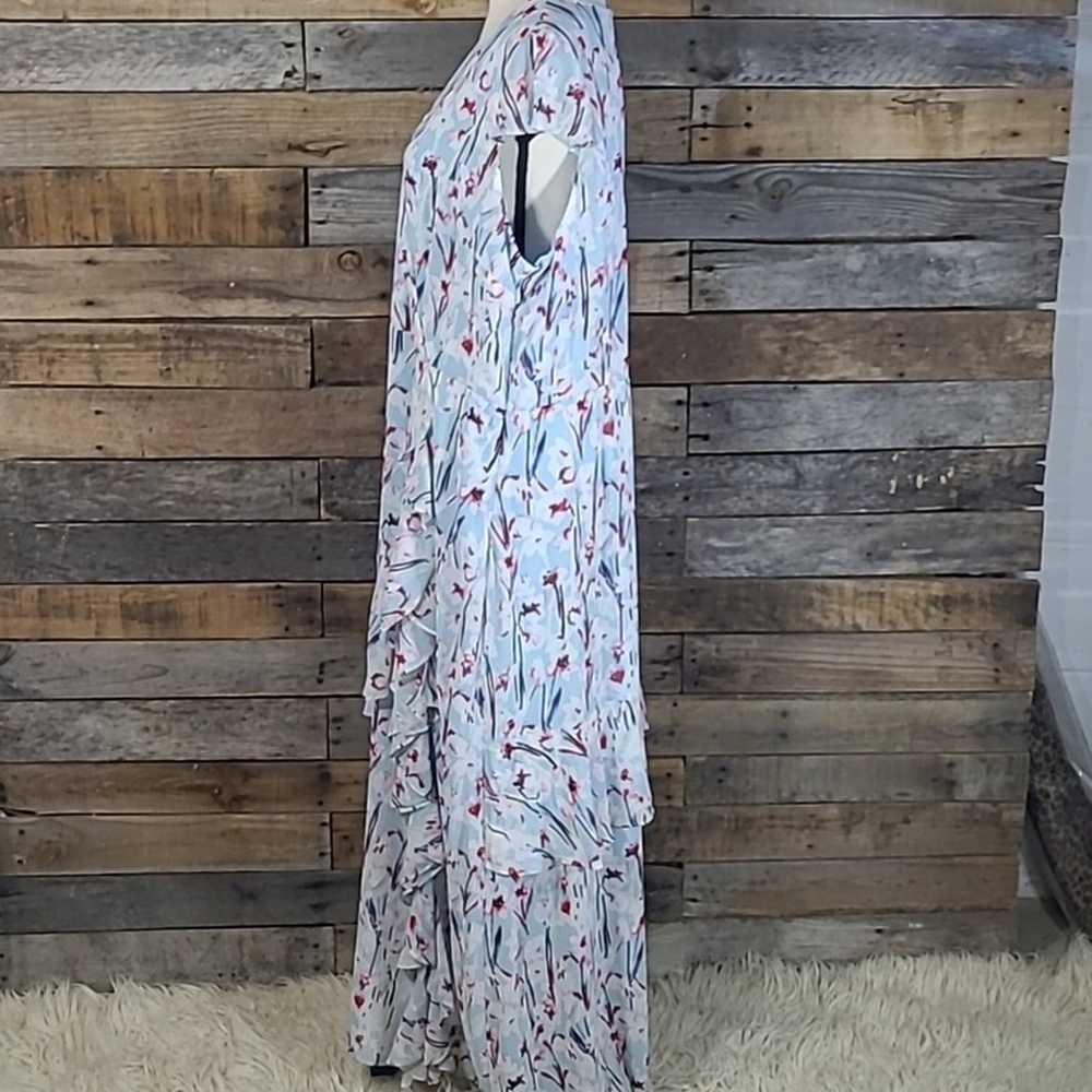 Haute Hippie Tribe Dress Blue Floral faux wrap ru… - image 8