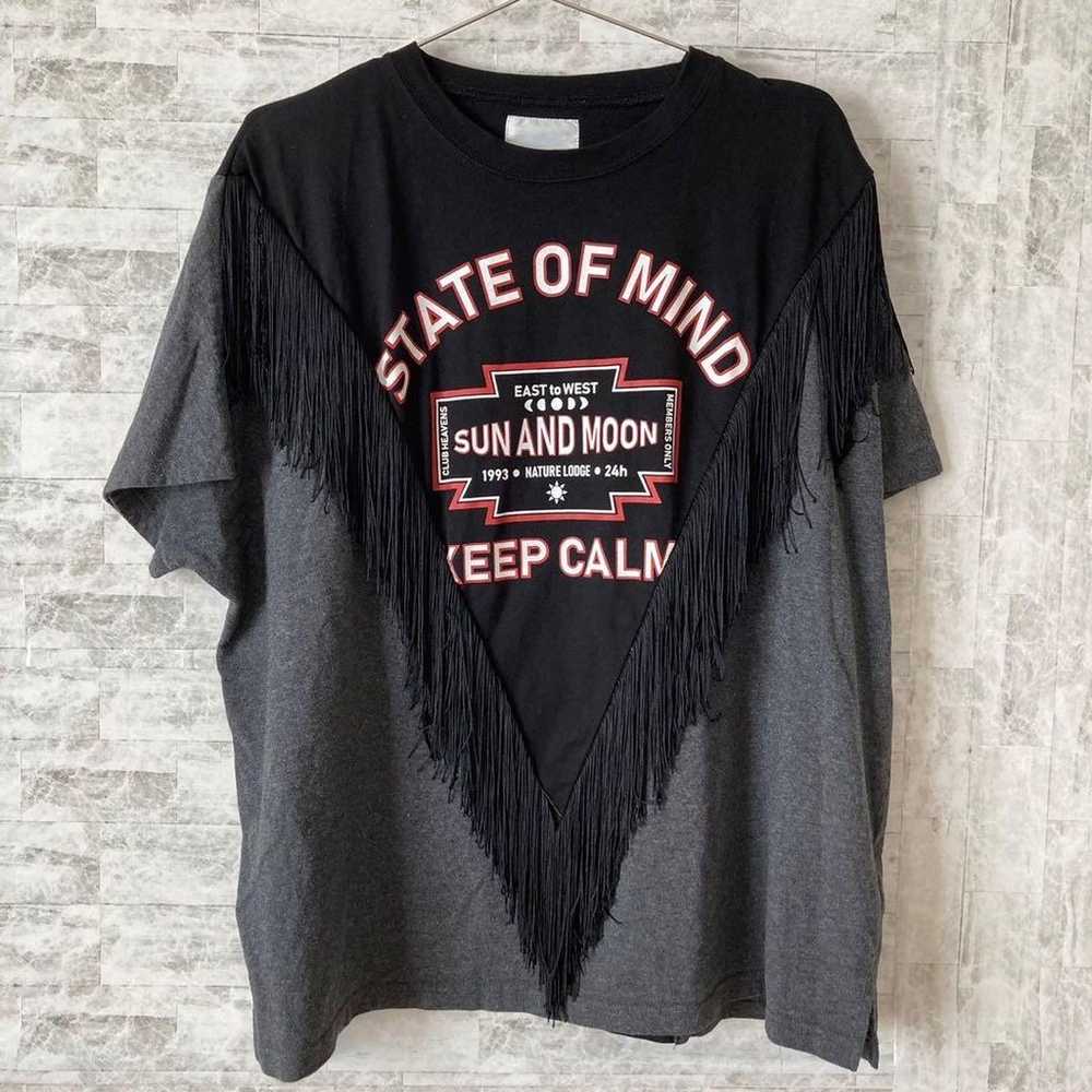 (GENE HEAVENS) Remake-like Fringe T-shirt Black - image 1