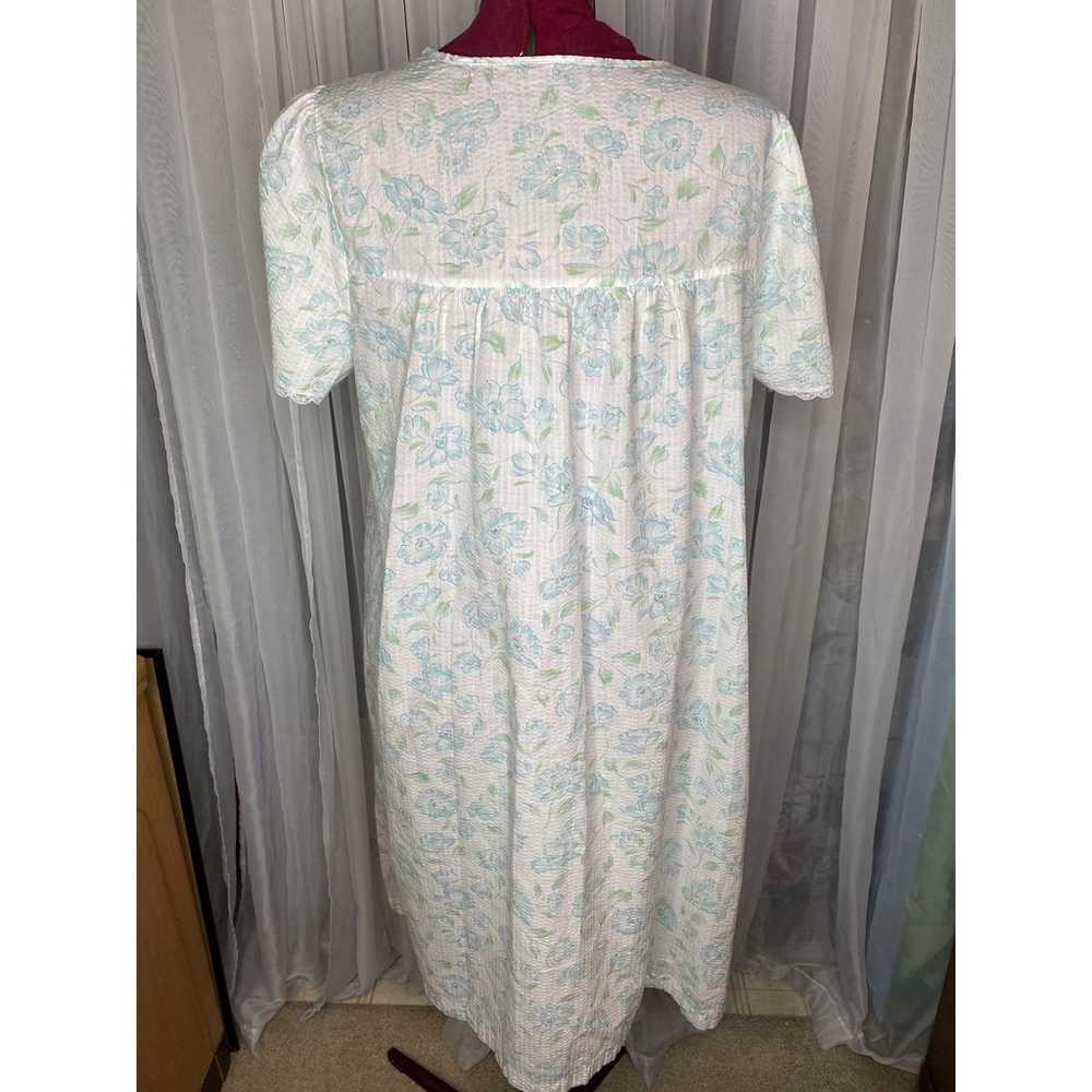 floral house dress duster vintage cotton white bl… - image 7