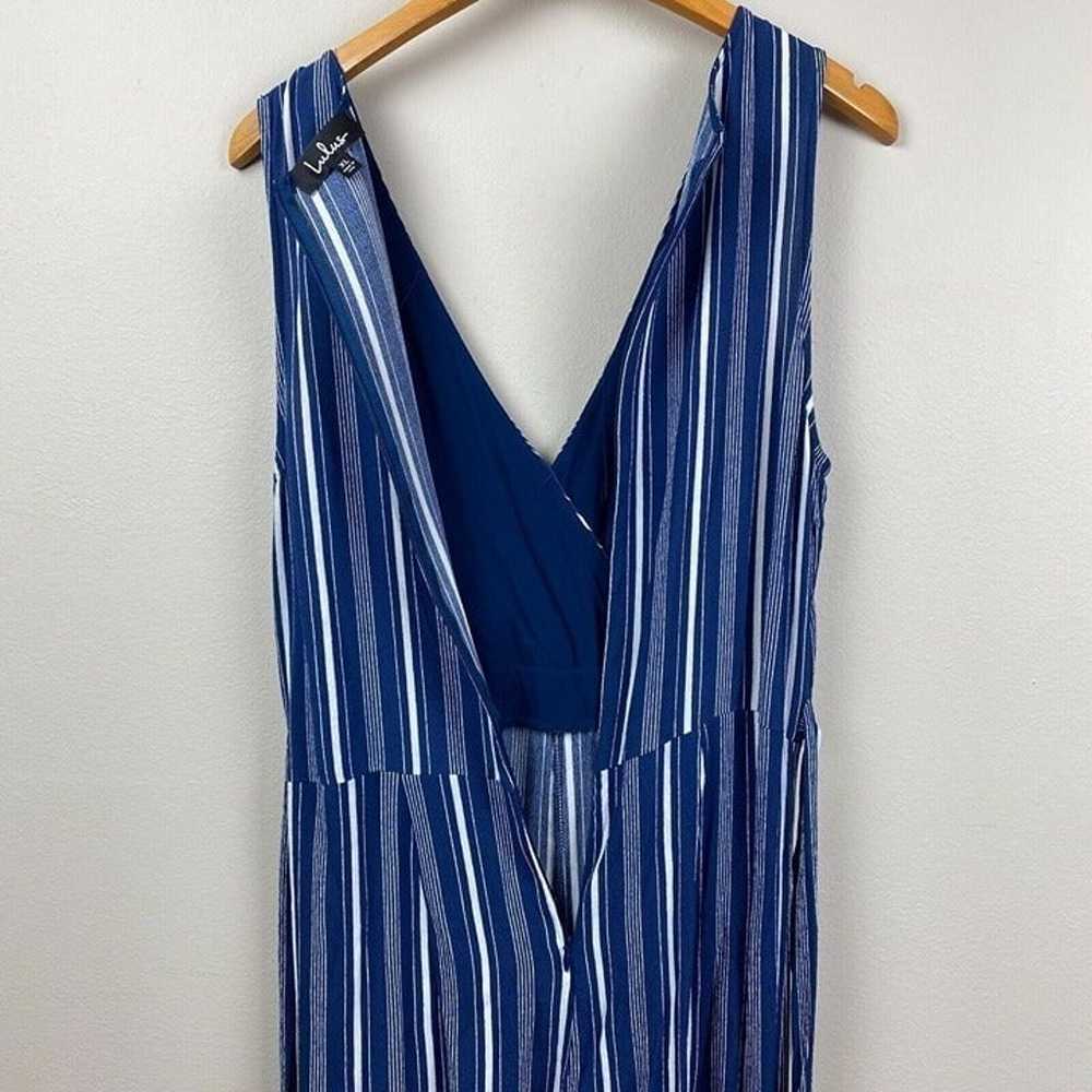 Lulus Jumpsuit XL Blue White Stripe Wide Leg Slee… - image 10