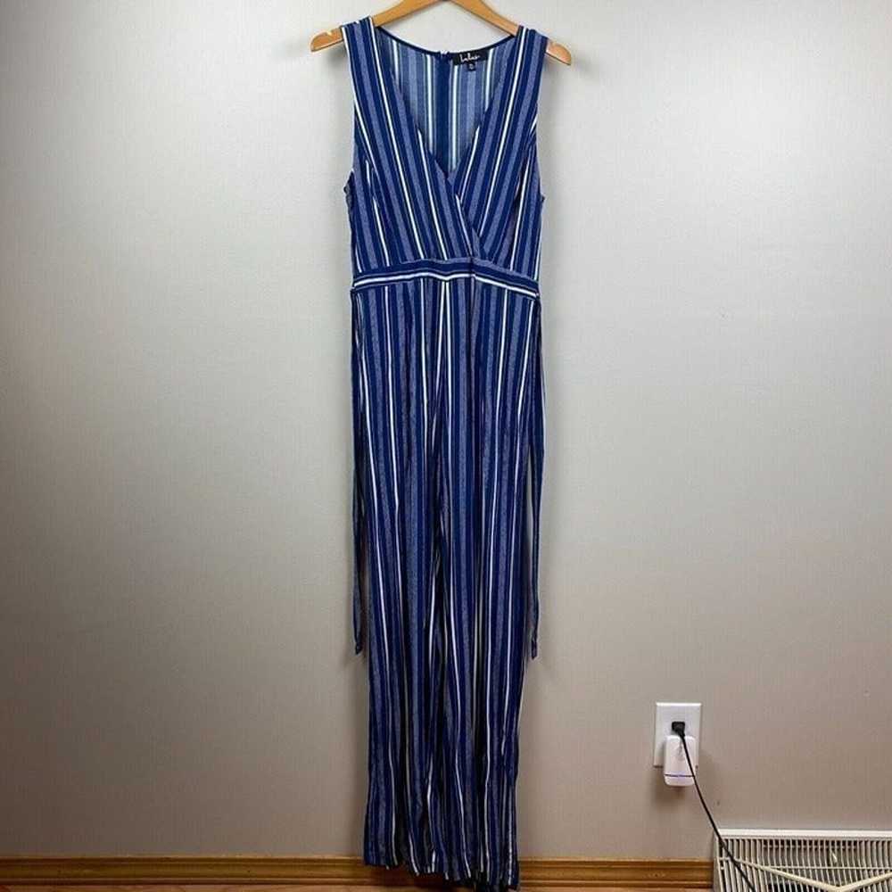 Lulus Jumpsuit XL Blue White Stripe Wide Leg Slee… - image 11