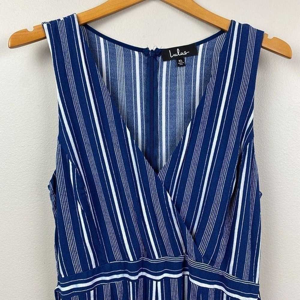 Lulus Jumpsuit XL Blue White Stripe Wide Leg Slee… - image 2