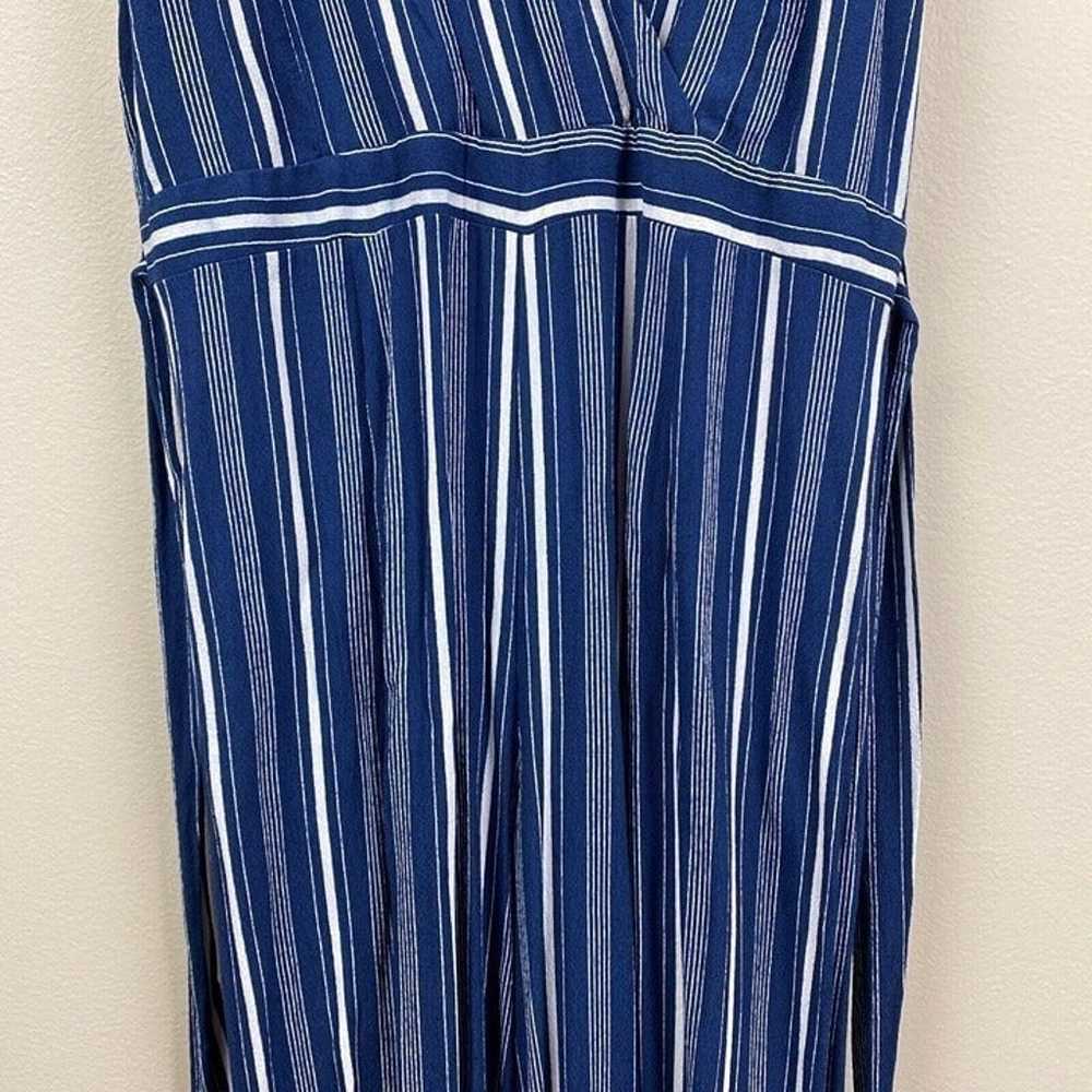 Lulus Jumpsuit XL Blue White Stripe Wide Leg Slee… - image 3