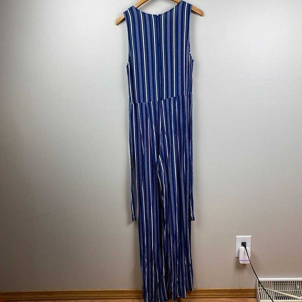 Lulus Jumpsuit XL Blue White Stripe Wide Leg Slee… - image 7