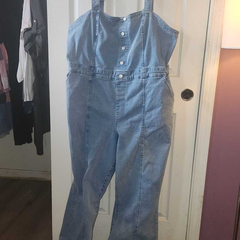 AVA & VIV Denim Flare Jumpsuit Size 22 - image 1