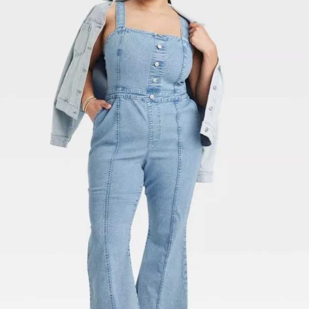 AVA & VIV Denim Flare Jumpsuit Size 22 - image 3