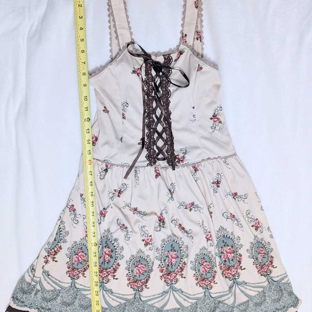 Axes Femme cream pink floral print corset lace up… - image 7