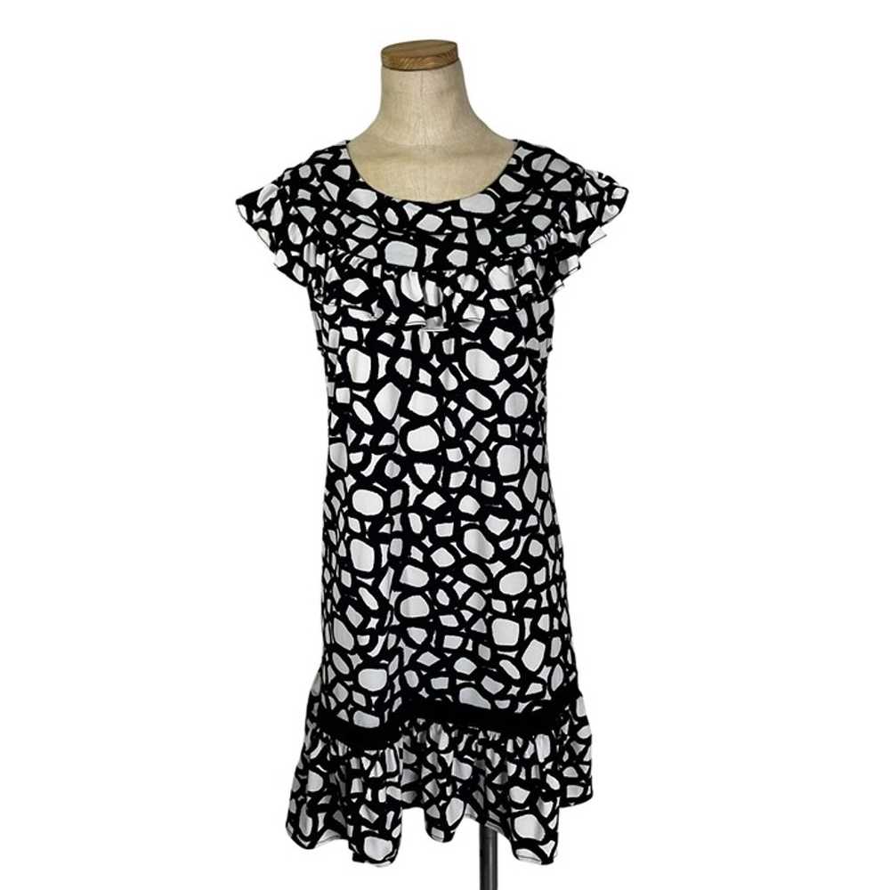 BCBGmaxazria women's dress S black white patterne… - image 1