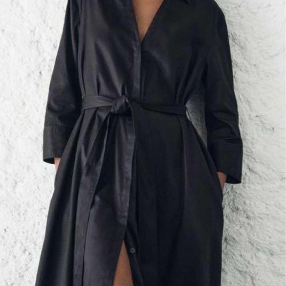 Black long-sleeve shirt dress - image 1