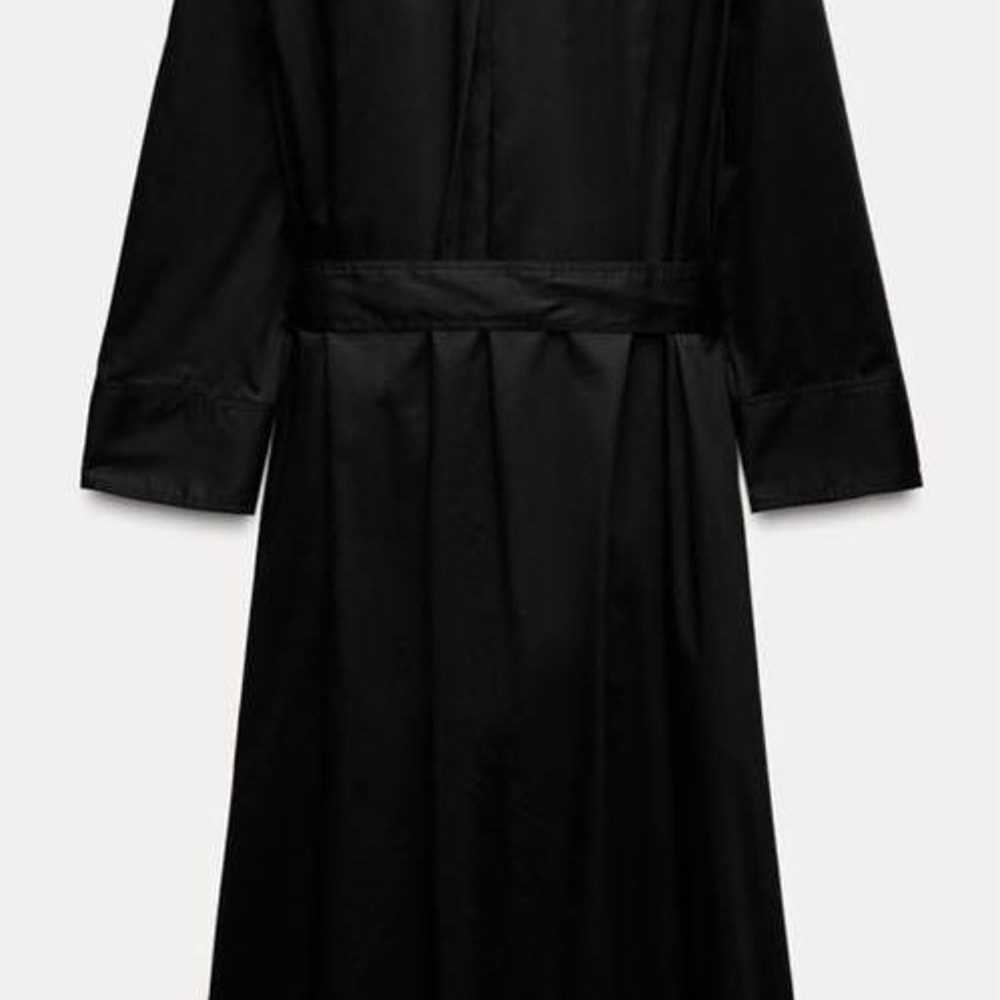 Black long-sleeve shirt dress - image 3