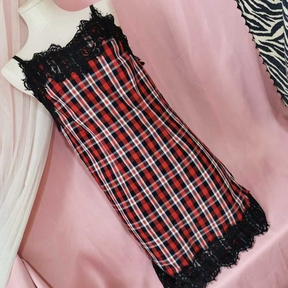 Rady Red Plaid Lace Gyaru Dress Japan Y2K Cute Jf… - image 1