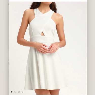 Lulus So Sophisticated White Cutout Skater Dress M