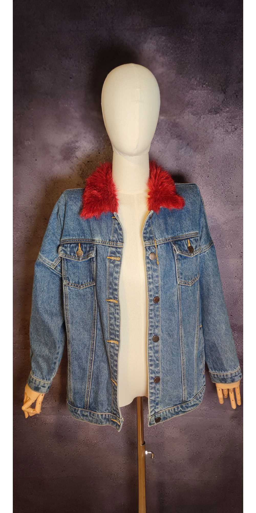 Other Liquor n poker denim jacket Red fur - image 2