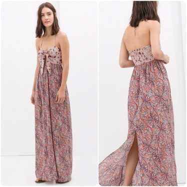 Zara Halter Maxi Dress in Multicolor Paisley Print