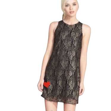 Astr Black Metallic Floral Lace Mini Dress size M… - image 1