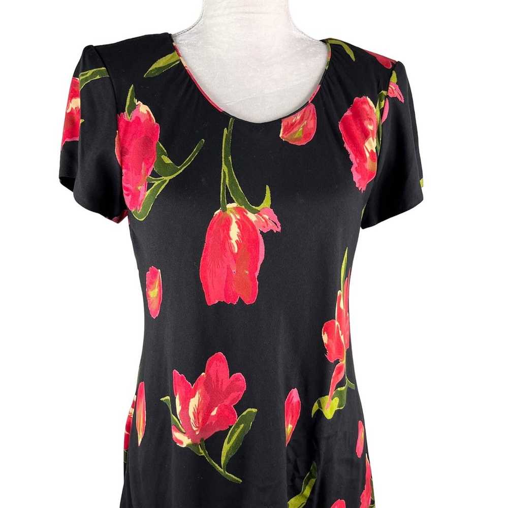 Vintage Hampton Dress Co Dress 8 Midi Black Red T… - image 11