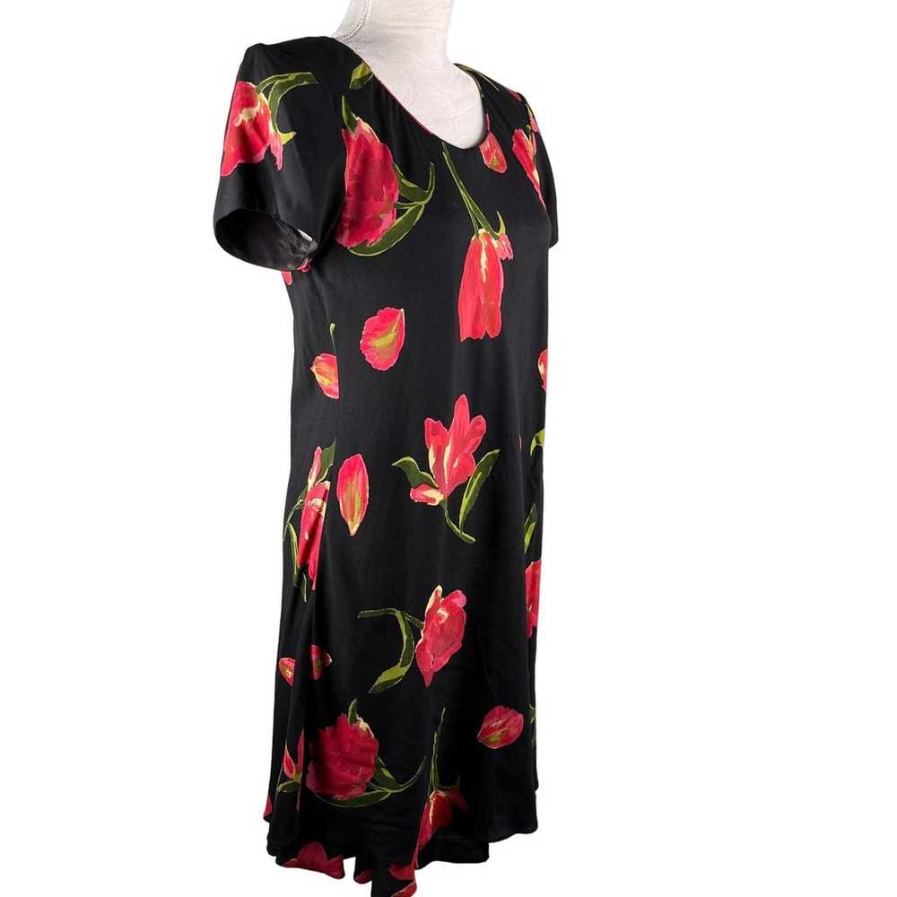 Vintage Hampton Dress Co Dress 8 Midi Black Red T… - image 4