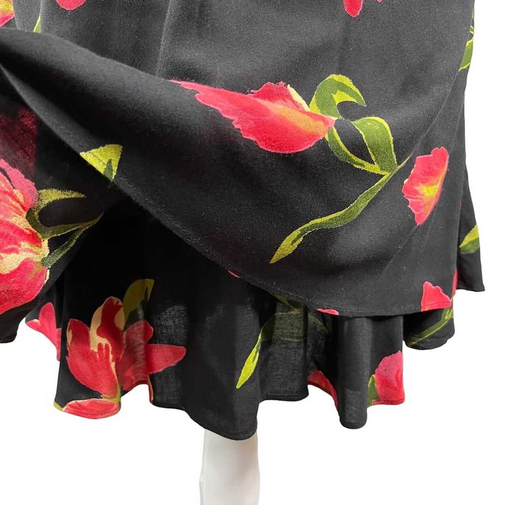 Vintage Hampton Dress Co Dress 8 Midi Black Red T… - image 7