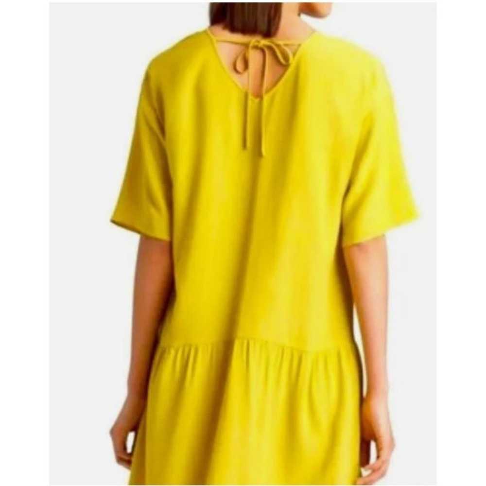 EILEEN FISHER Drop Waist Yellow Dress V Neck Shor… - image 2