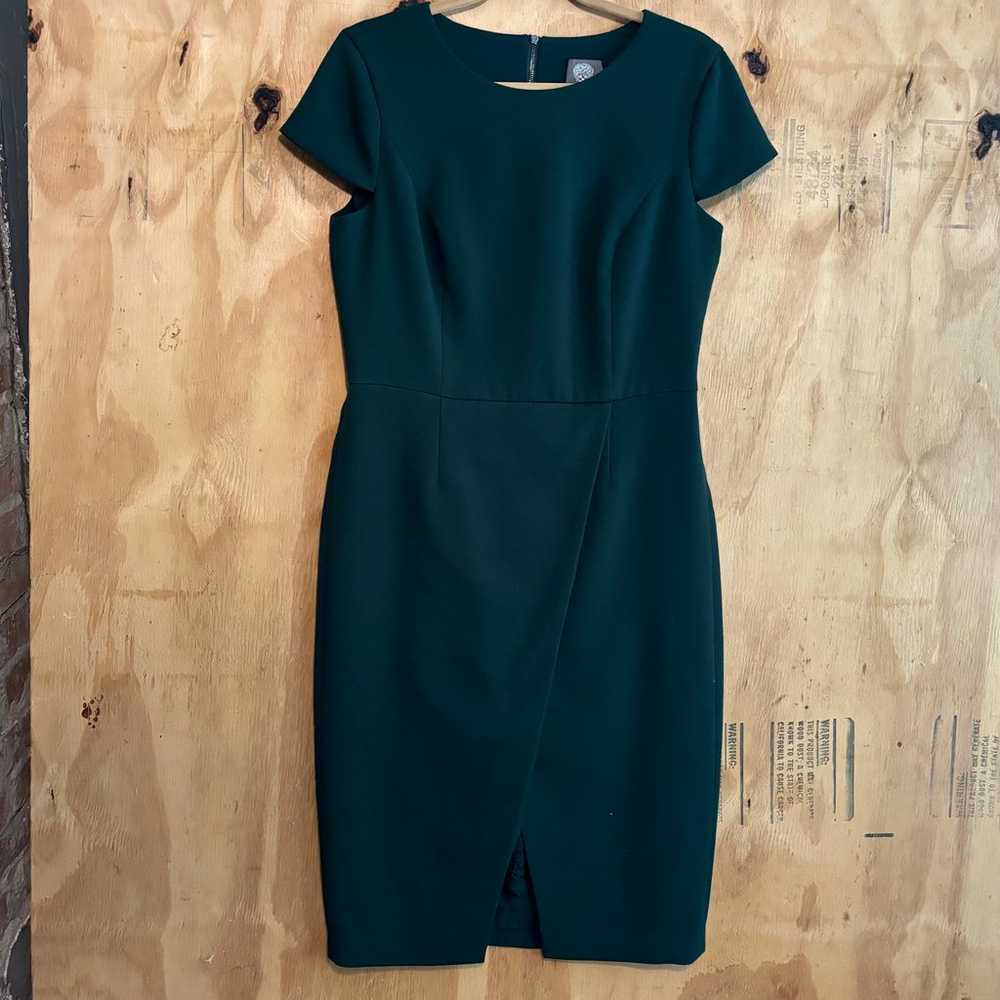 Vince Camuto dark green cap sleeve dress with lac… - image 1