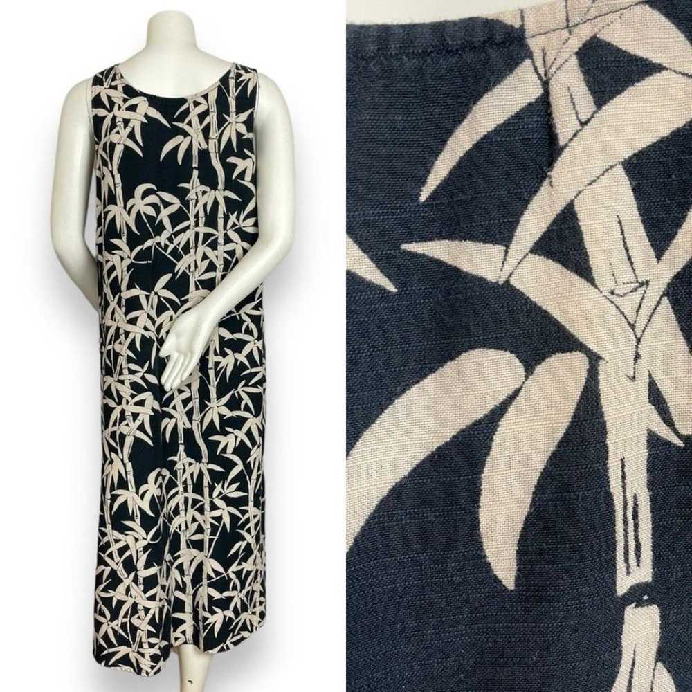 Vintage Hawaiian Dress Bamboo Black Sleeveless Wo… - image 2