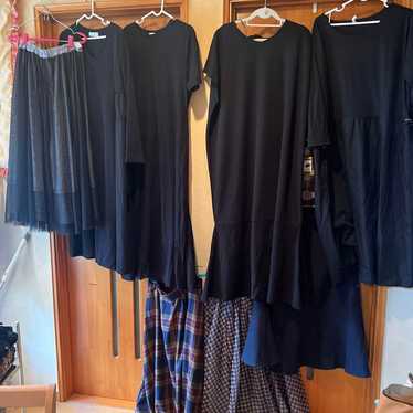 Large size black long dress, 4 pieces skirt, 4 pie