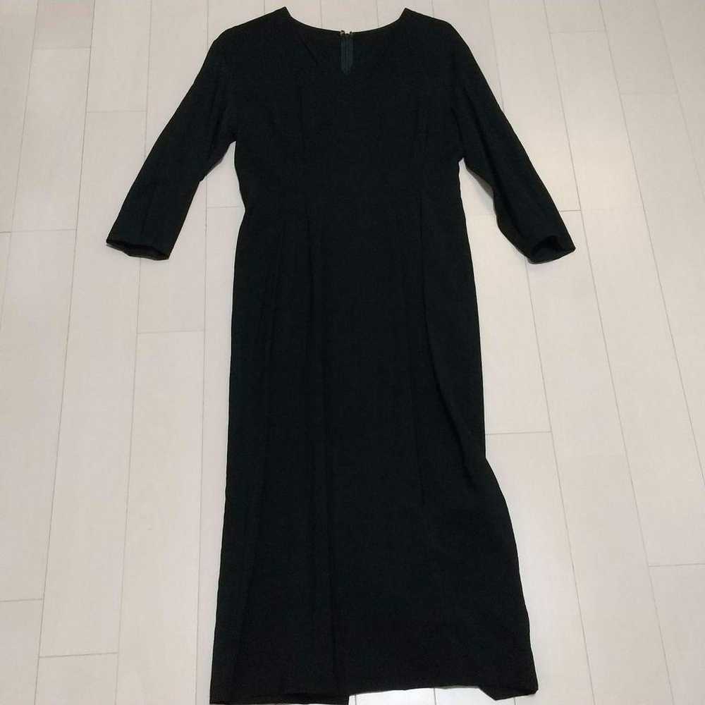 C DE C◆Black V-neck Dress with Three-Quarter Slee… - image 1