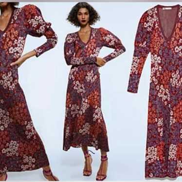 ZARA Floral Jacquard knit maxi  Dress