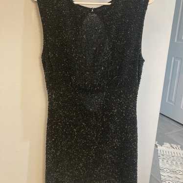 MLV beaded sequins back cut out black mini dress … - image 1