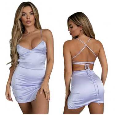 Tic Toc Lavender Satin Bodycon Slit Mini / M NWOT