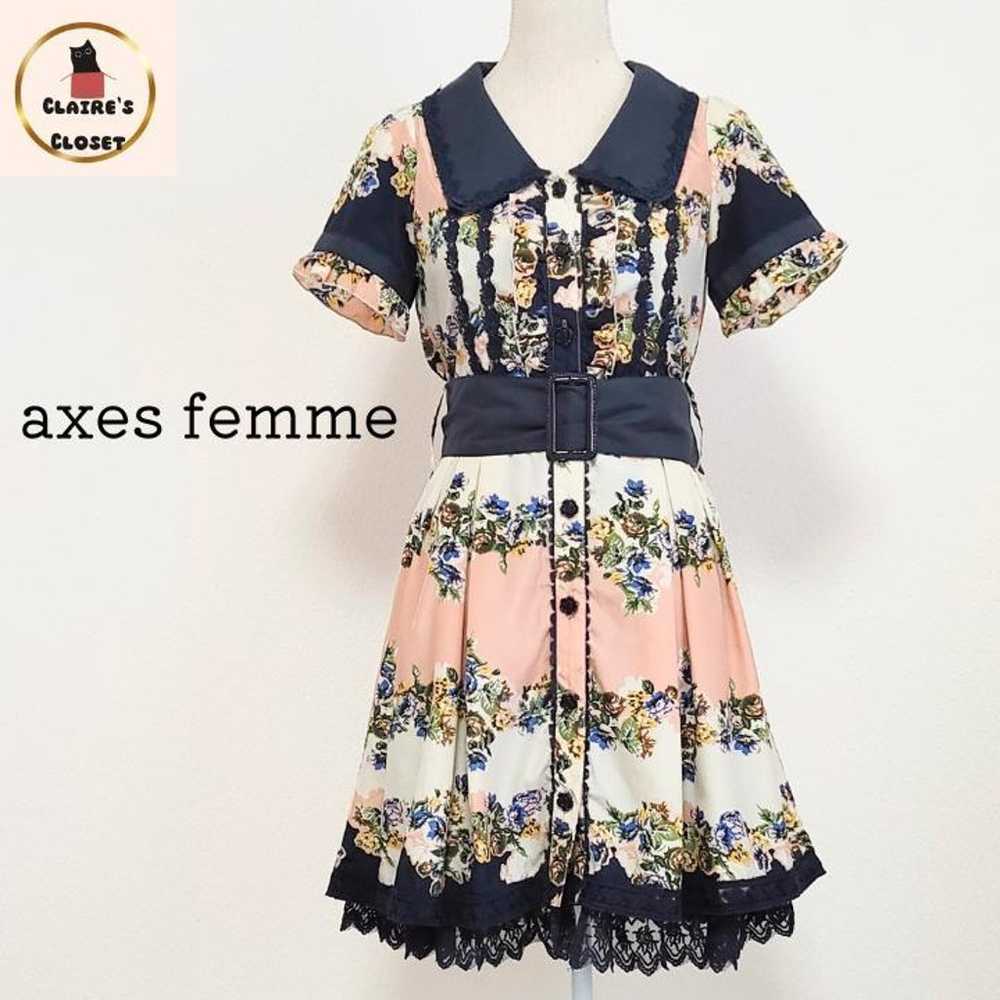 ★axes femme★ Antique-style Dress with Floral Patt… - image 1